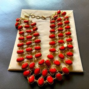 Amrita Singh Reversible Bib Statement Necklace | NEVER WORN | Red-Orange/Magenta